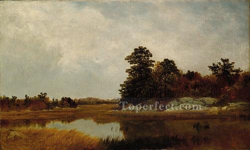 October In The Marshes seascape John Frederick Kensett Landscapes river Oil Paintings